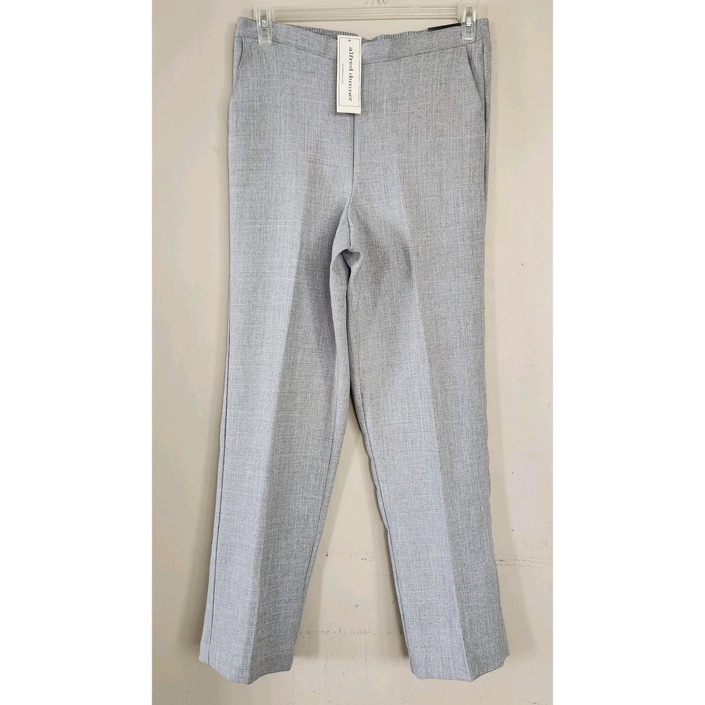 NWT Alfred Dunner Sz 10 Classic Fit Gray Elastic Waist Pull On Pants Slacks